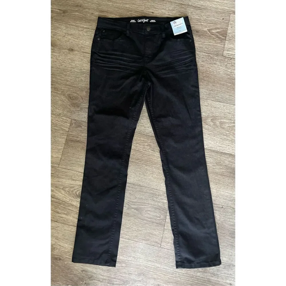 Cat & Jack Black Jeans 16 Skinny Stretch Adjustable Waist New